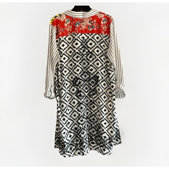 John Mark Tunic Top Patchwork Floral Mixed Print Art Boho Bird Large Maximalist - Picture 3 of 17